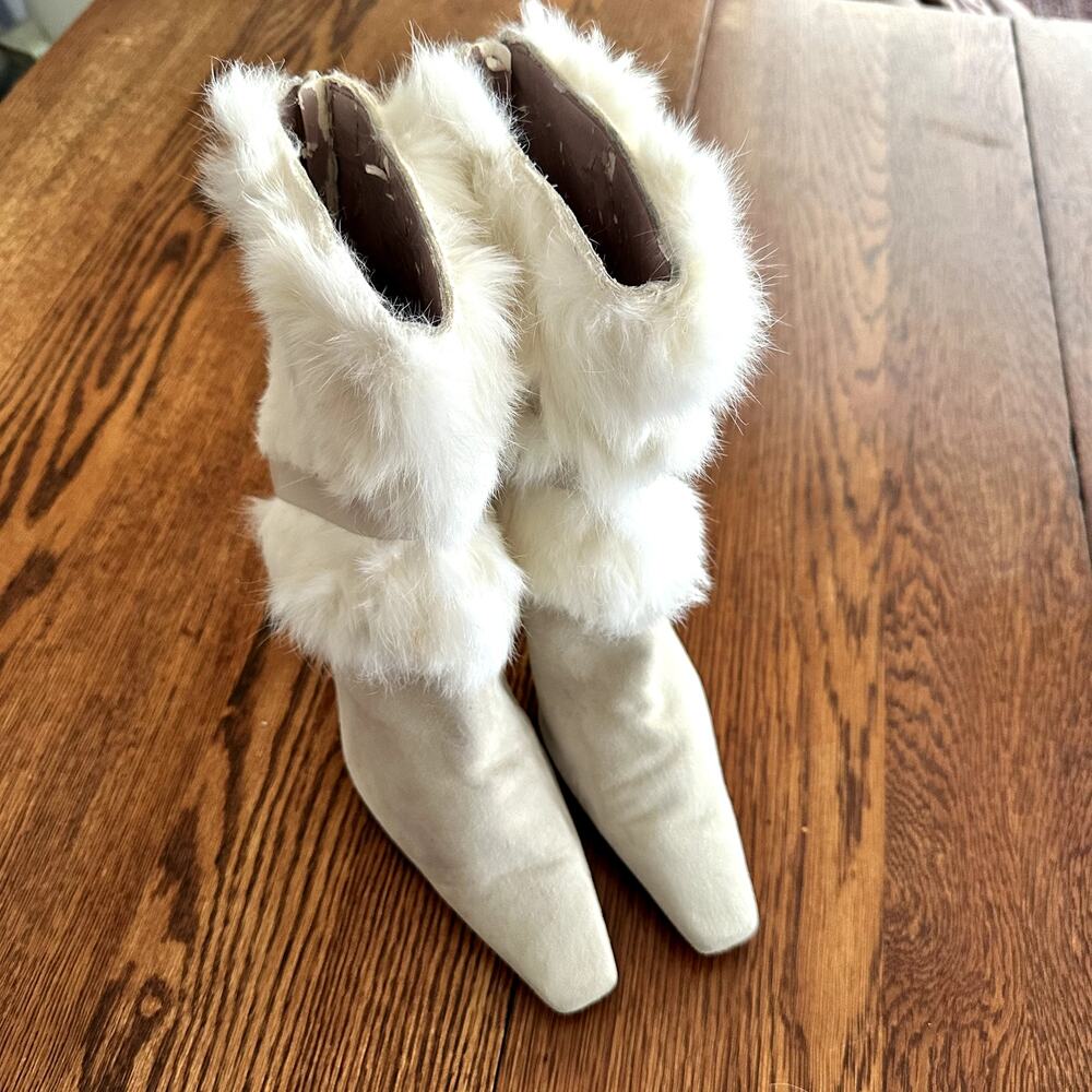 Nine West Rabbit Fur Suede Boot Sz 8.5 - Picture 6 of 10